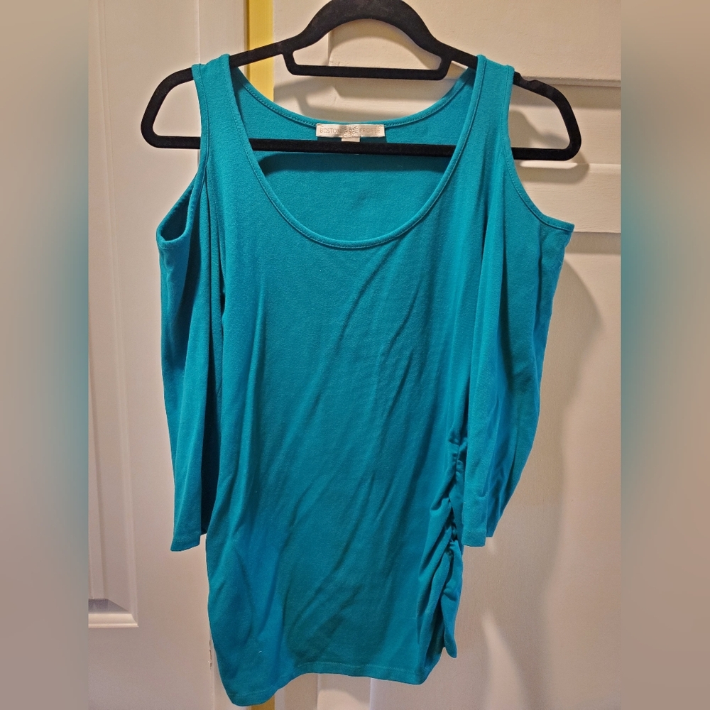 Teal Cold Shoulder Women's Top